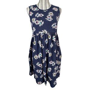 Hanna Andersson Daisy Floral Dress Blue Youth Girl Size 14/ 16 Organic Cotton